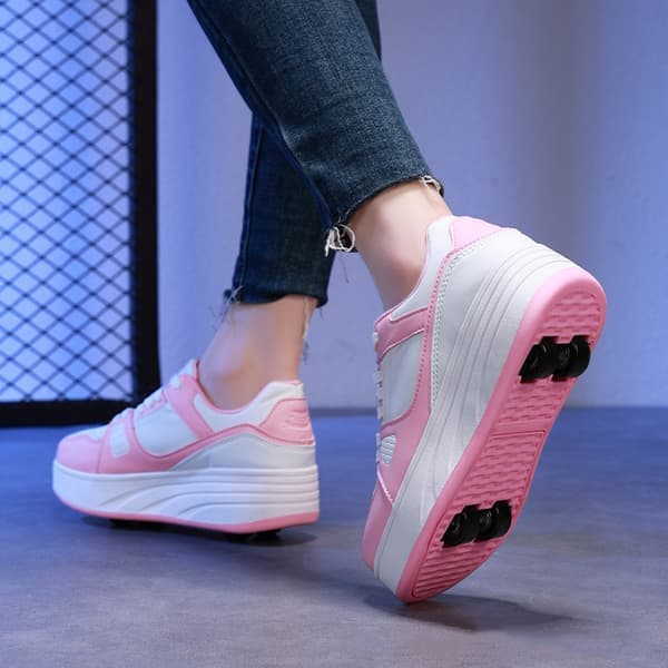 Rulleskøytesko for barn jenter gutter avtakbare hjulmote joggesko hvit rosa White Pink White Pink 34