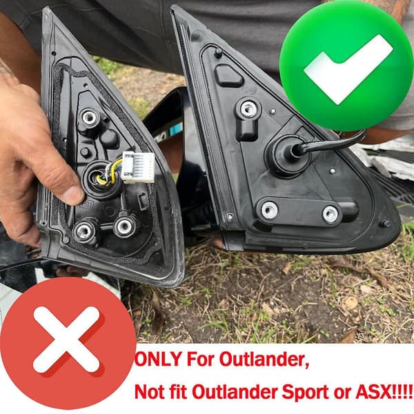 2014-2019 for Mitsubishi Outlander Bil Bakspeilmontering 9-pins Sidespeil 2015 2016 2017 2018 Oppvarmet Blinklys Strøm L Vit