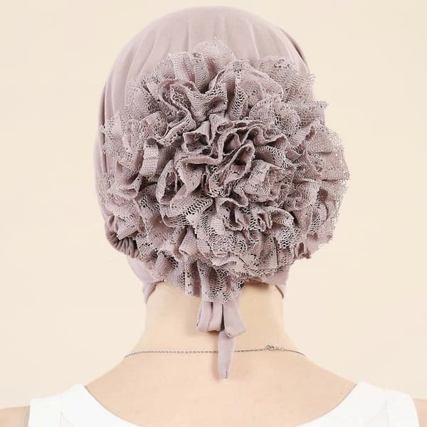 Muslimer Blomst Hijab Stilig Lue Turban Hodeplagg for Kvinner Elastisk Hårskjerf Multifunksjonelt Hodeplagg Hvit[zd] White