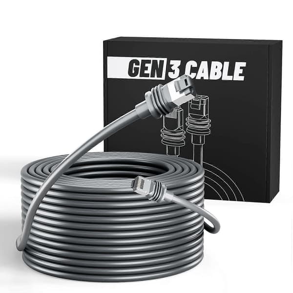 Starlink Gen 3 Kabel 150FT/64M, Vanntett Ethernet Erstatningskabel, Høyhastighetsforlengelse Kompatibel med V3 Rektangulær Satellittantenne