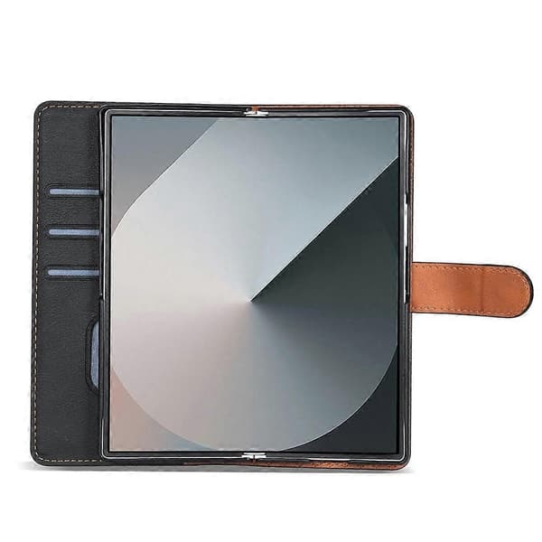 Kompatibel med Samsung Galaxy Z Fold7 5G Ställfodral PU Läder Plånboksfodral S Black