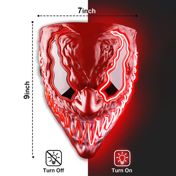 Halloween-hohtomaskit, LED-hirviömaskit, pelottavat kasvot, demonit, Halloween (punainen) Red