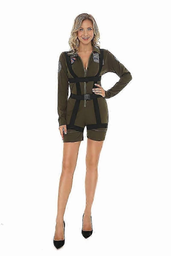 Top Gun Cosplay Amerikansk Luftvåben Pilotuniform Halloween Kostumer Militær Pilot Jumpsuit-lingling} stropper straps M