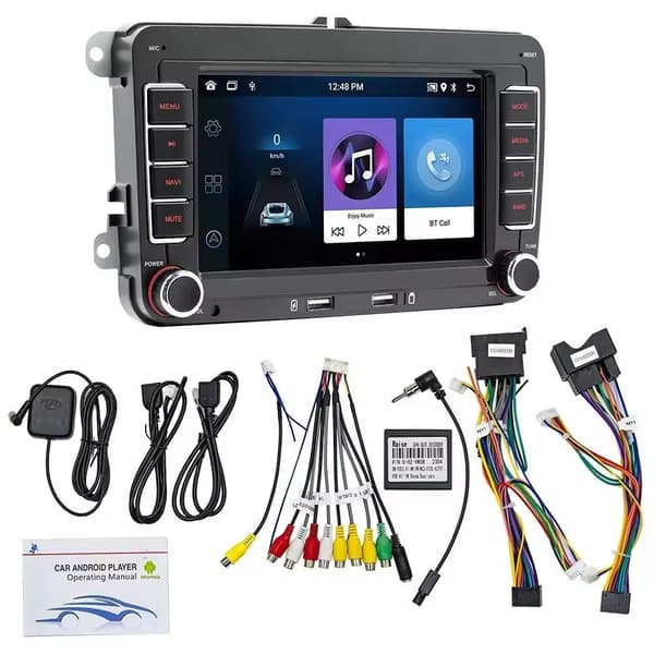 2Din Android bilradio kompatibel med Volkswagen Golf 5/6, Polo, Passat B6/B7, CC och Skoda Jetta; stöder CarPlay multimedia 1x32G