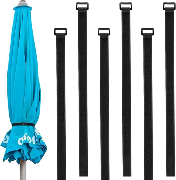 [zd]6-pak - Velcro Parasolstropper - Multifunktionelle nylonstropper - Genanvendelige - 2,5 * 100 cm (Sort)