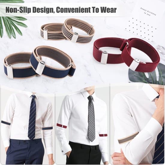 Elastic Armbands - Adjustable Shirt Sleeve Holders - Non-Slip Function for Long Sleeves - Comfortable Stretch Fabric - Unisex Size for Men and Women