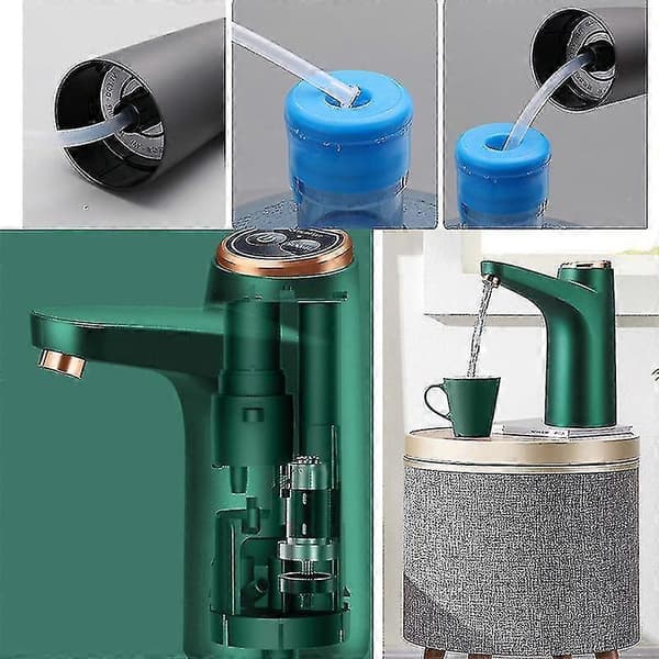 Vattenpump Bärbar Vattenflaskpump Elektrisk Vattenpress Med USB Uppladdningsbar Vattendispenser gray