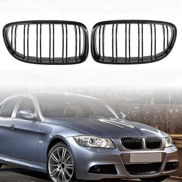 Par af blank sorte frontgrille kompatible med B M W E90 3-serie Sedan/Stationcar 2009-2011