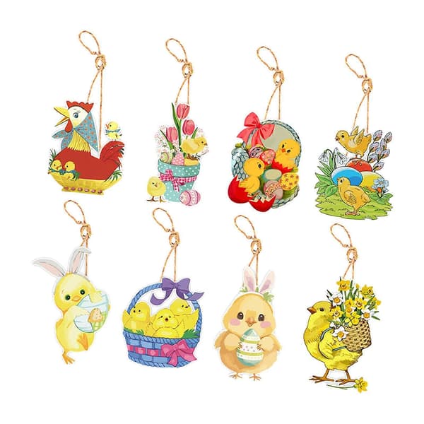 2-4-pack 8 st påskdekorationer för hemmet Hängande prydnader för väggfönster[zd] 2 Pcs