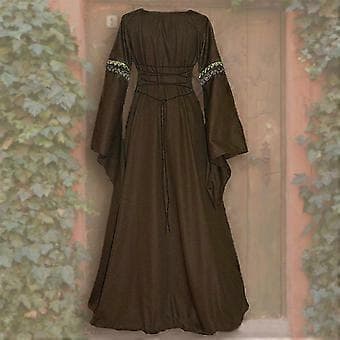 Middelalder Retro Hoff Prinsesse Cosplay Kostyme Lang Kjole Elegant Heks for Kvinner (5XL Rød)