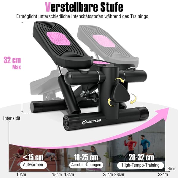 Mini-stepper med modstandsbånd, justerbar intensitet 6000