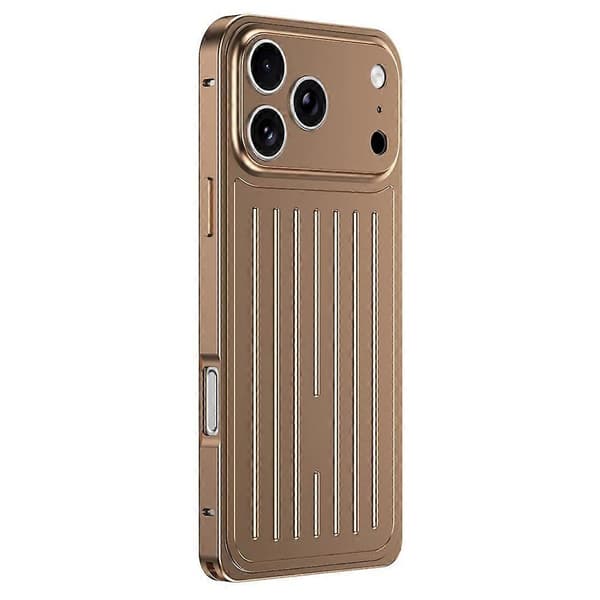 Kompatibelt etui til iPhone 17 Pro Max med søhestespænde, bagagedesign, telefonetui i aluminiumslegering Gold