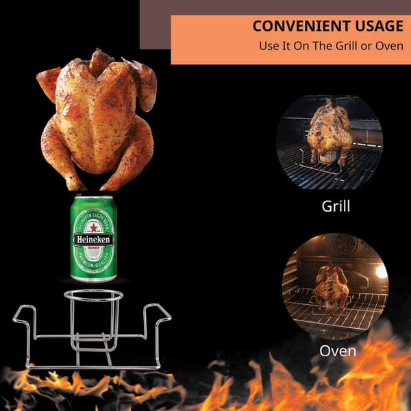 [zd]Øldåse Kyllingeholder til Grill og Røgovn, Premium Rustfrit Stål Øl Kyllingestativ med Håndtag