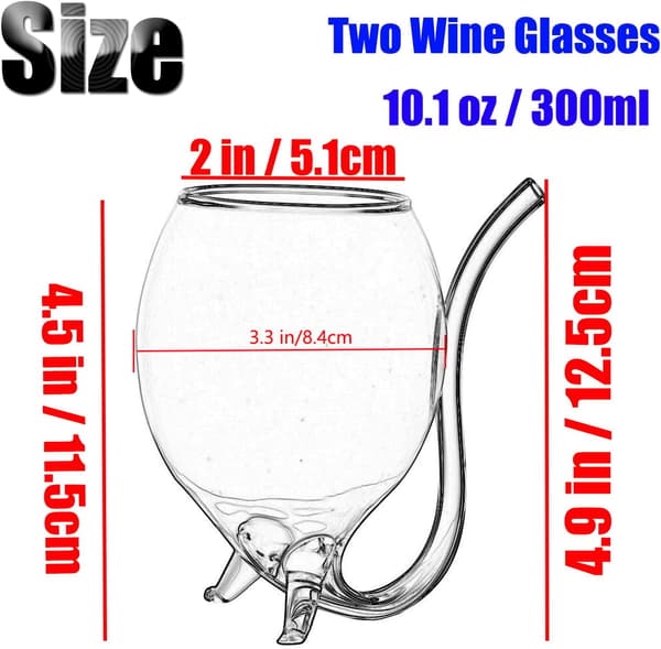 2 stk. vampyrformede vinglass 10 oz sugerør rødvinsglass 300 ml