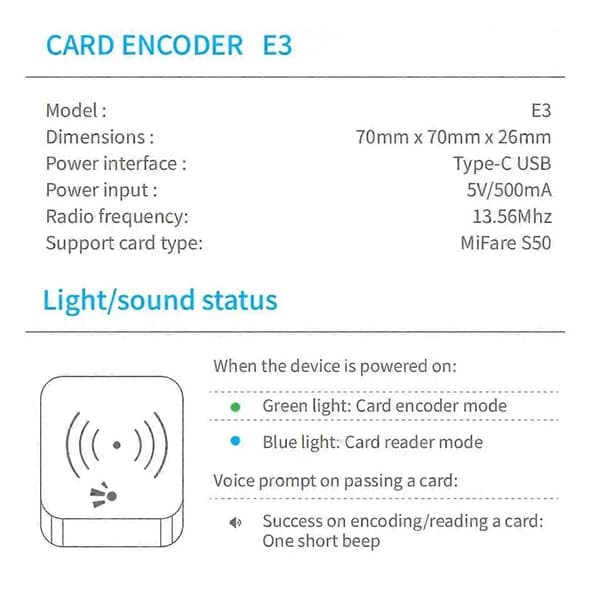 Smart Card Encoder NFC 13.56M IC-kortlæser RFID-chipscanner