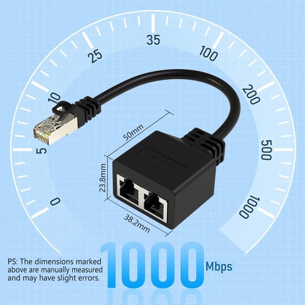 RJ45 Ethernet-splitterkabel, 1 han - 2 hun LAN Ethernet-splitter til Cat5