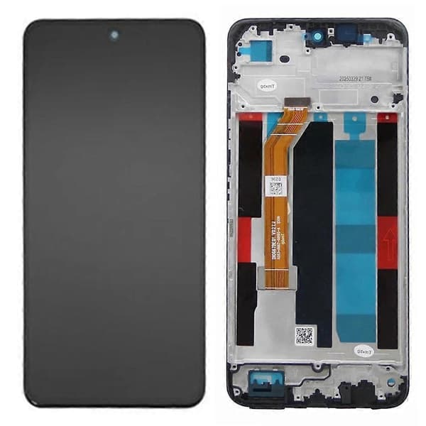 Kompatibel med Realme C71 4G Grade B LCD-skärm och digitizer-enhet + ram (utan logotyp) Multifarve