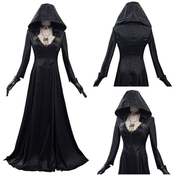 Resident Evil: Bella Dimitrescu Vampyrdam Cosplay Kostym Bella Klänning + Peruk Set-Perfekt Only Wig Only Wig One Size