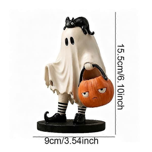 Gresskarspøkelse harpiksfigur Halloween-pynt vinduskarmdekorasjon