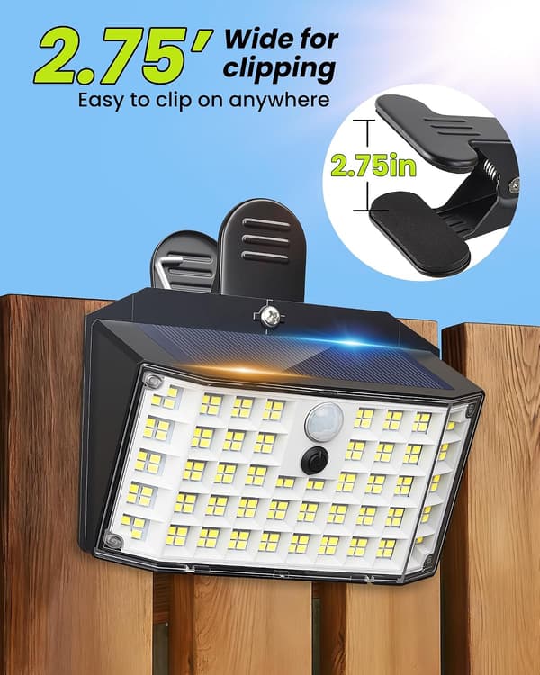 1/2/4/6 STK Solcelle Bevegelsessensorlys Utendørs, 176LED Klipslys, 600LM Sikkerhetslampe, Vanntett Bærbart Gjerde Lys for Hage White White 1-Pack