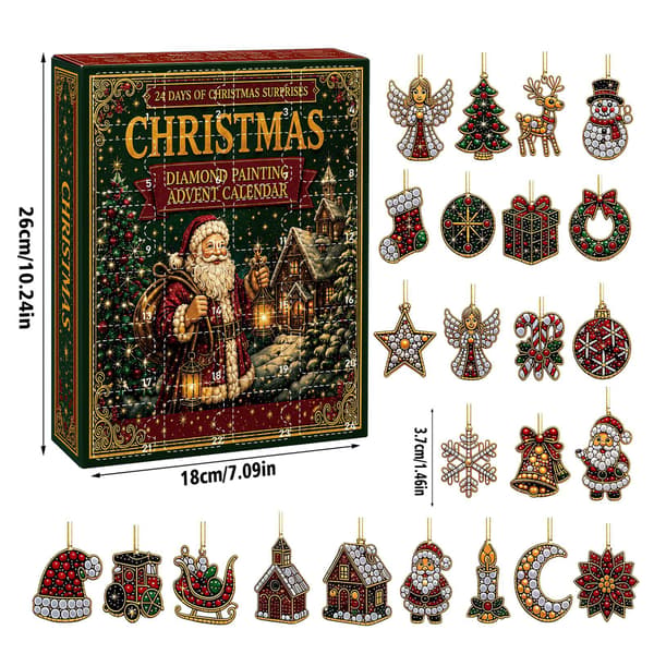 Jul Diamond Painting Julekalender, 24 dage med julepynt, DIY-håndværkssæt til helligdage, juletræspynt