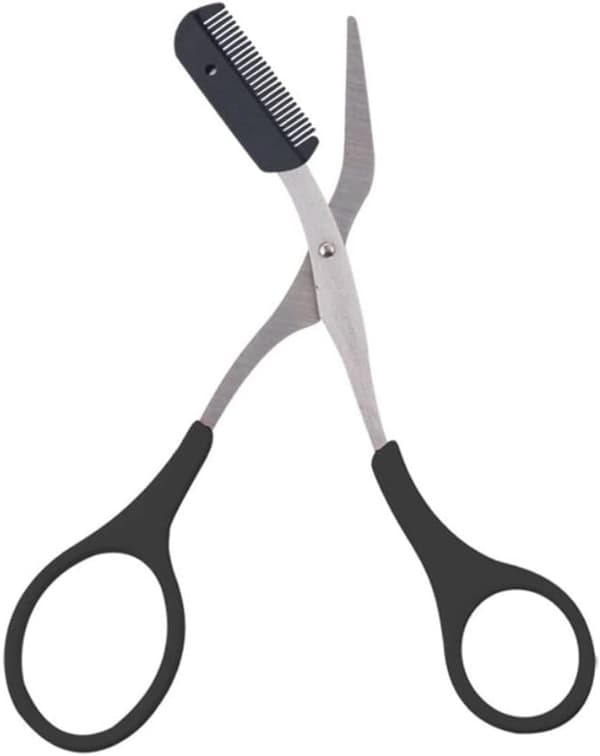 2 STK Øjenbrynstrimmersaks med kam Øjenvippeformende Kutter Shaper Beauty Tool (sort)