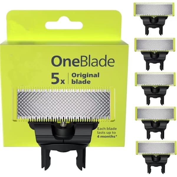 5-pack kompatibla blad för Philips OneBlade/OneBlade Pro - Hållbara påfyllningspatroner för rakapparat för ansikte och kropp för män 5-pack