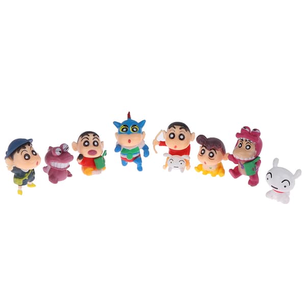 8 stk. Crayon Shin-Chan Anime-figurer Stasjonære modellbilpynt