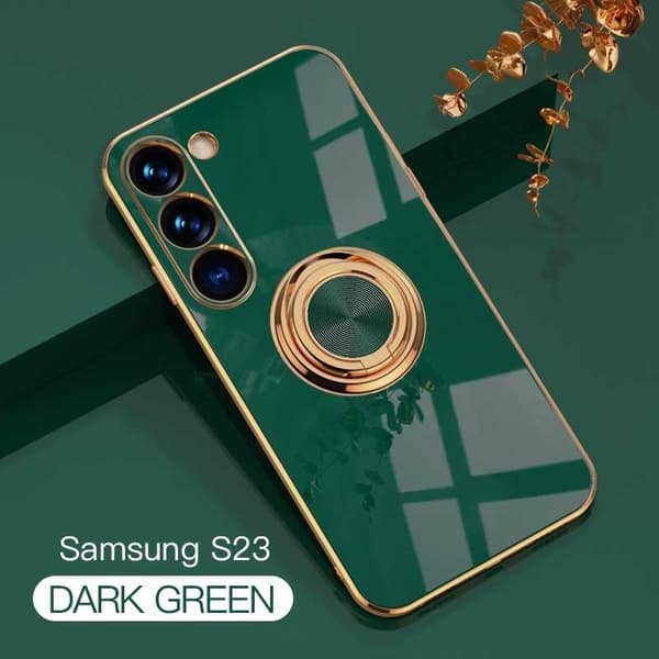 [zd]Samsung S23 Elegant og Støtsikkert Deksel med Ringholder Flawless Mörkgrön