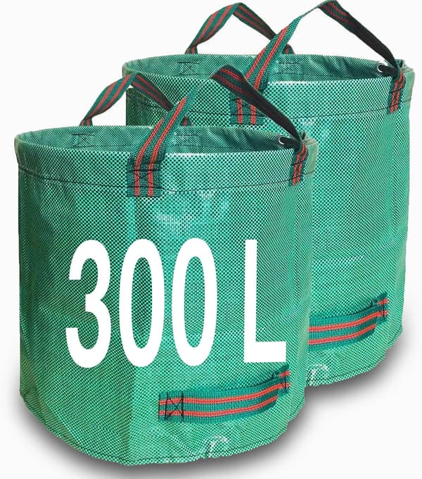 2-pack trädgårdsavfallspåsar, återanvändbara med handtag, idealiska för att samla trädgårdsavfall, växtrester, gräs och löv