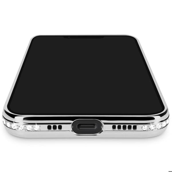 Magsafe-kuori - Timantti - iPhone 16e - Hopea-strass - Kestävä - Läpinäkyvä Grå