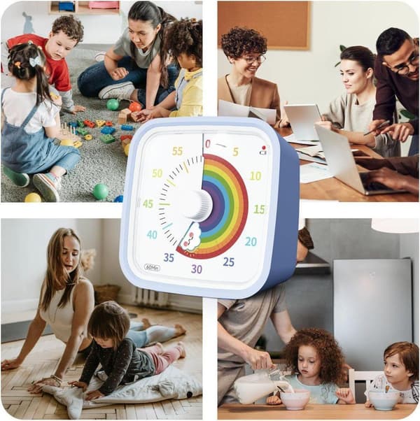 [zd]Lollanda Visuell Timer 60 Minutter for Klasserom og Barn, Tegneseriemotiv Justerbart Volum Ljusblå