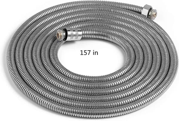 Kampagner 399 cm ekstra lang bruseslange. Krom brusehovedslange af rustfrit stål OGO