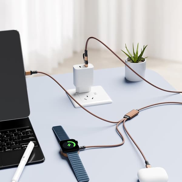 [zd]2025 Nyeste Modell Multi 3 i 2 Ladekabel for Apple Watch-lader, Reiselader for iPhone USB C Lightning Hurtigladekabel Kompa