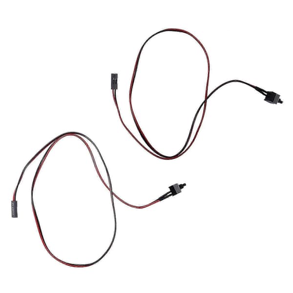 2-pack 2-stifts SW PC-strömkabel på/av tryckknapp ATX-datoromkopplarkabel 45 cm röd
