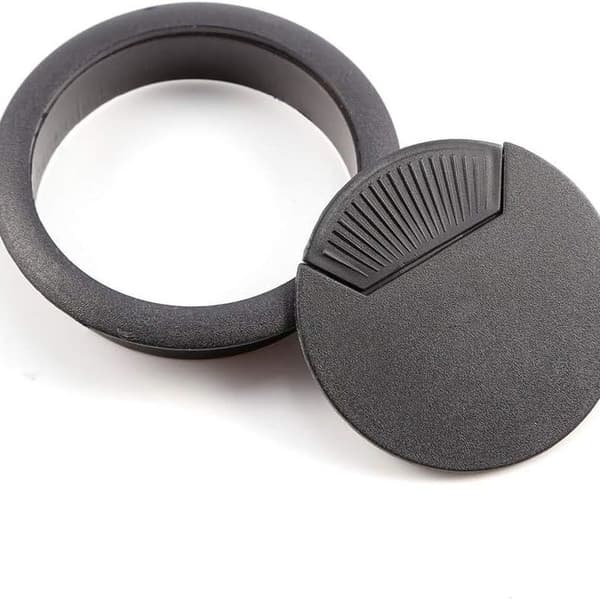 [zd]50mm Kabelgennemføring Sort Skrivebordsøje Ledningstråd Plastikøje Ledning Computer Tis