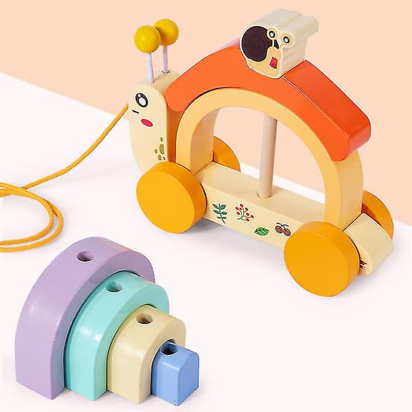 Lærende trælegetøj, regnbue traktor, stablelegetøj til babyer, 1 stk.[zd]