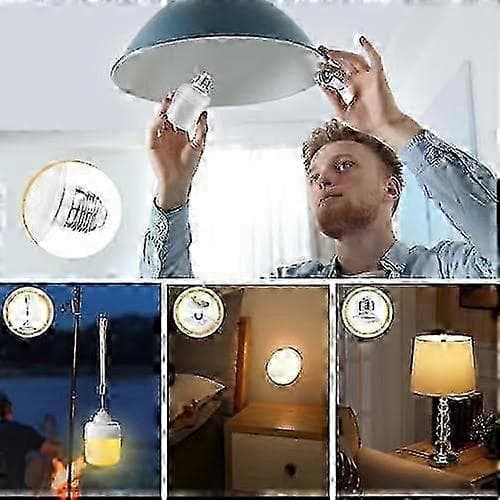 stk E14-batterilamper, USB 7W oppladbare lamper, fjernkontrollampe med 4 farger, dimbar timer, nødlampe med snor Sui szbym01