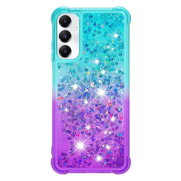 SKALO Samsung A05s 4G Kvicksand Glitter Hjerter TPU-deksel - Turkis-Lilla multifärg multicolor