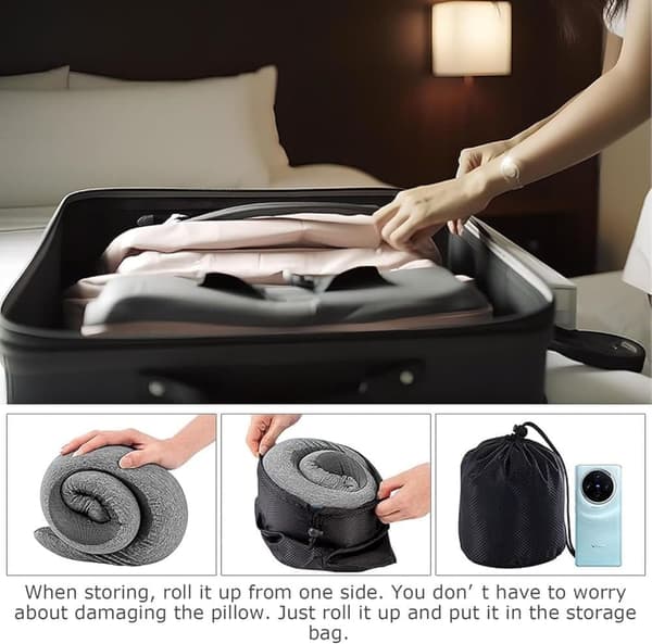 Resekudde för flygplan – Nackkudde i memory foam för resor, flygplan, bil & kontor