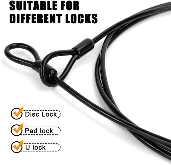 2M Cykellåskabel Kraftig Säkerhetskabel med PVC-belagd Dubbelring 4mm Tjocklek PVC-belagd Hänglås Rund U-lås