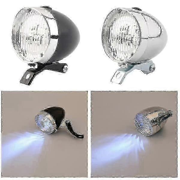 Sykkellys Retro Vintage Sykkel 3 LED Frontlys Silver