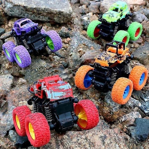 Pojkbil, Friktionsdriven Leksaksbil med Push-Pull, 360-graders Snurrande Stuntbil