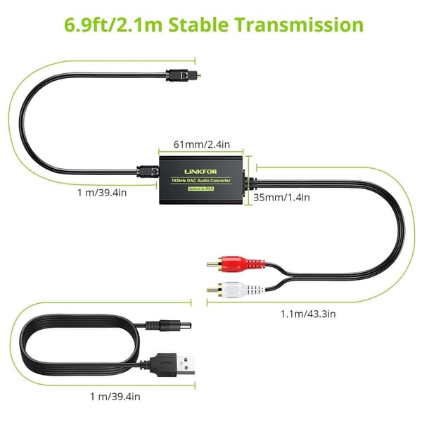 [zd]NÖRDIC 192kHz DAC Digital til Analog omformer SPDIF Toslink til Analog Stereo RCA L/R Black black