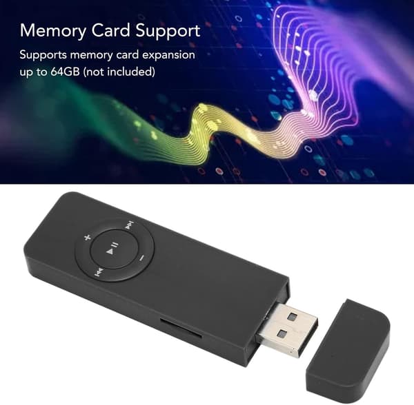 (Sort) MP3-afspiller, 64 GB bærbar tabsløs digital musik MP3