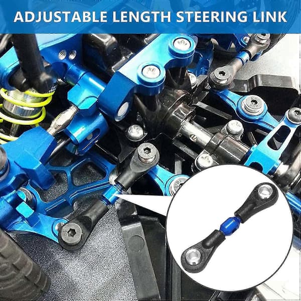 3 stk. styrestang i metall for Tamiya TT02 TT02T 1/10 RC bildeler tilbehør, blå Blue