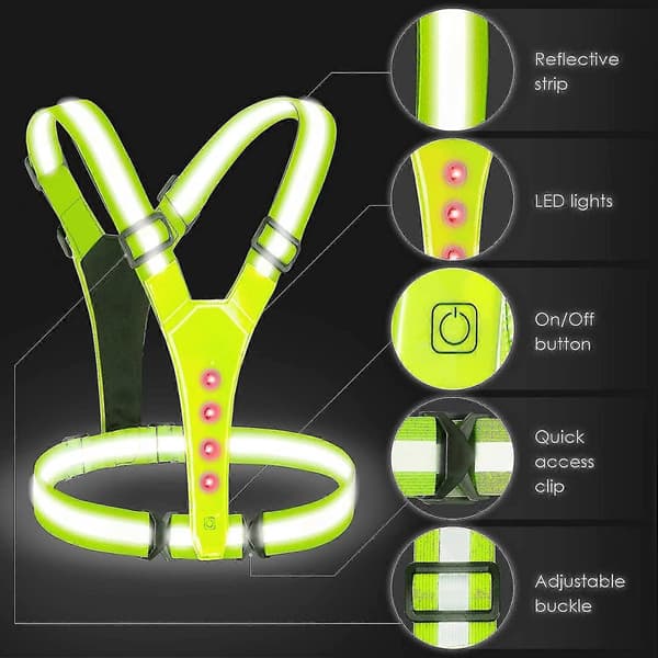 LED Reflexväst, Hög Synlighet LED Reflexväst Löparlampor För Löpare