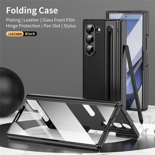 SKALO Samsung Z Fold7 PU Læder Stylus Cover - Sort Black black