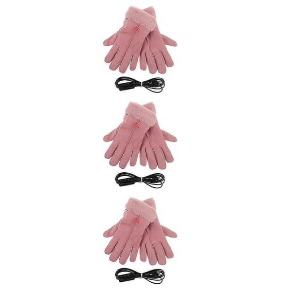 Rosa oppvarmede hansker for kvinner Vintervarme hansker Oppladbare 3 par for sykling