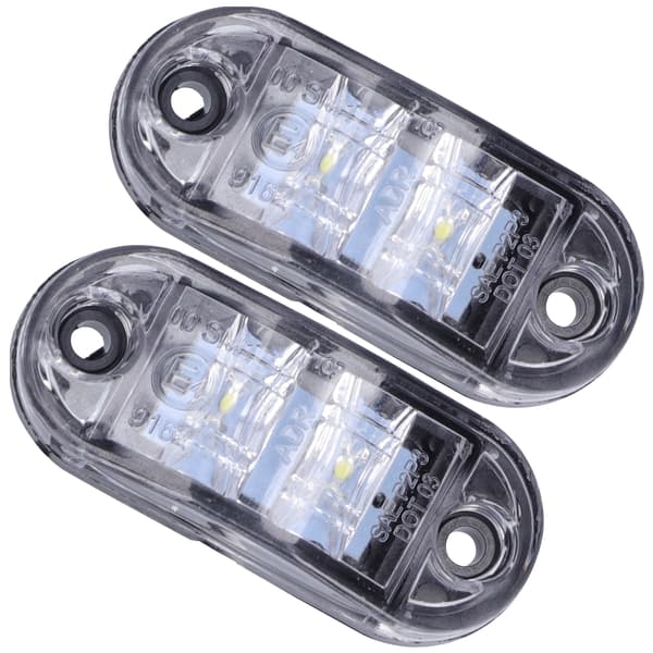 10-30V 2LED Sidemarkeringslys Høy Lysstyrke Blinklys Lampe for Biler Lastebiler Tilhengere Bobiler Hvit